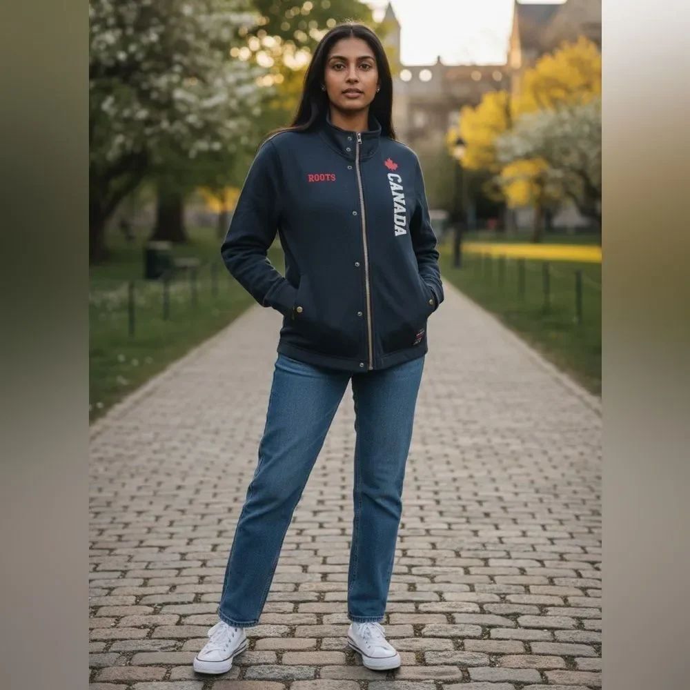 Roots Canada Ready To Play Blue Full Zip Fleece Jacket Size S